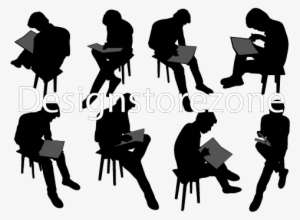 Mens Reading Book Silhouette Vector Final - Silhouette