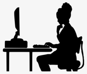 Programmer, Computer, Woman, Support - Person On Computer Silhouette