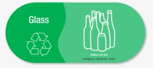 Glass, Bottles Jars Vinyl Recycling Sticker With Symbol - Glass Recycle Symbol