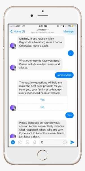 Donotpay Chatbot For Refugees - Iphone