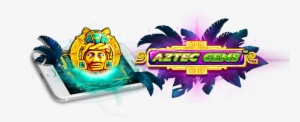 Aztec Gems Slots Game Logo - Graphic Design
