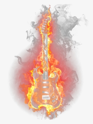 Brown Electric Guitar On Fire 30x20 Ready