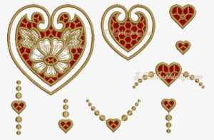 Set Of 9 Cutwork Lace Heart Machine Embroideries - Cutwork