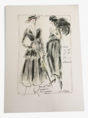 Chanel Sketch Of Fashion Paper Black Vintage Uk Png - Karl Lagerfeld Chanel Sketches