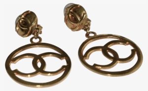 Large Iconic Chanel Gold Plate Logo Cc Hoop Earrings - Earrings