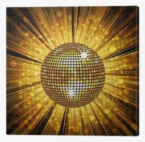 Gold Disco Ball, Light Burst And Mosaic Detail Canvas - Disco Ball Vector Png