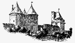 Woodcut Woodblock Printing Fortification Castle Defensive - Carcassonne Png