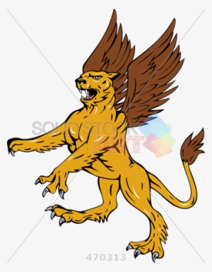 Stock Illustration Of Retro Cartoon Illustration Of - Griffin Lion
