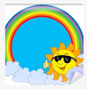 Sun With Cloud In Rainbow Circle Wall Mural • Pixers® - Sonne Wolken Clipart