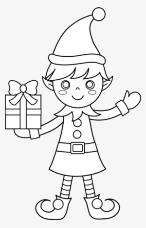 Elf Coloring Clipart Jpg Freeuse Download - Elf Clip Art Black And White