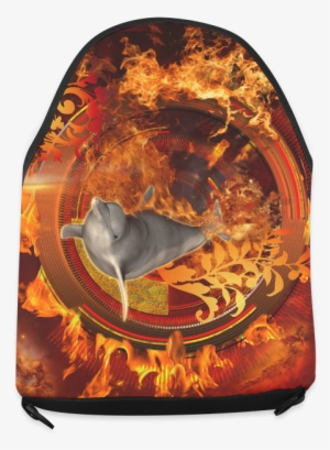 Funny Dolphin Jumping By A Fire Circle Crossbody Bag - Awesome Dolphin Throw Blanket