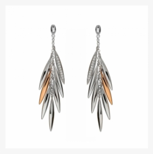 Your - Sterling Silver & Rose Gold Feather Drop Earrings.