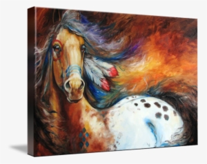"spirit Indian Warrior Pony" By Marcia Baldwin,- Imagekind - Gallery-wrapped Canvas Art Print 16 X 11 Entitled Spirit