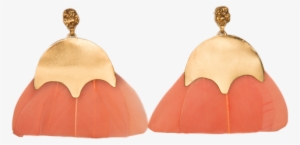 Handmade 22kt Gold Dipped Earring With Coral Colored - Earrings