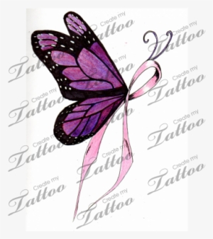 Cancer Ribbon Tattoo Designs - Butterfly Ribbon Tattoo Designs