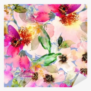 Seamless Summer Pattern With Watercolor Flowers Handmade - Watercolor Painting