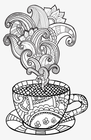 View Larger Image Coffee Cup Coloring Page - Adult Coloring Page Coffee Cup