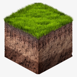 Earth Ground And Grass Cube Cross Section Isometric - Engineering