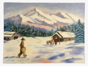 Dot Nix, Primitive Cowboy On His Way To Bunkhouse Oil - Painting