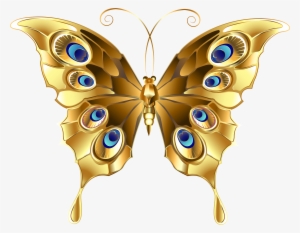 Butterfly Clip Art, Butterfly Flowers, Butterfly Cards, - Gold Butterfly Transparent Background