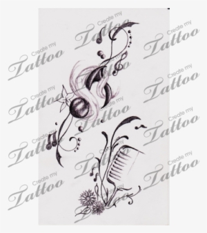 Drawn Musician Music Mic - Musical Notes Tattoo