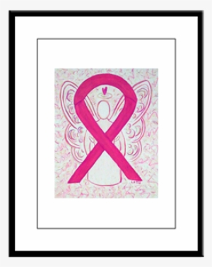 Hot Pink Awareness Ribbon Large Framed Print - Hot Pink Awareness Ribbon Round Ornament