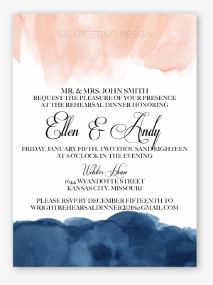 Watercolor Navy And Blush Invite - Poster