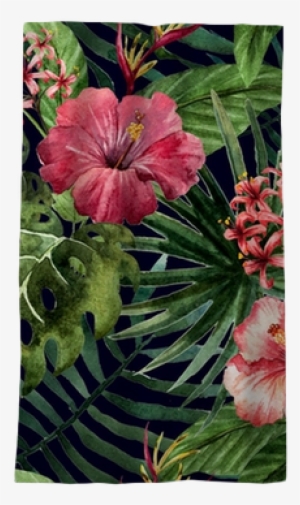 Pattern Orchid Hibiscus Leaves Watercolor Tropics Blackout - Walls Need Love The Original Margaritaville Removable
