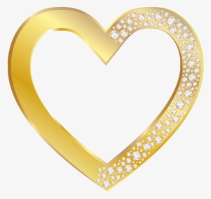 Gold Heart With Diamonds Png Clip Art Image - Gold Heart Transparent Png