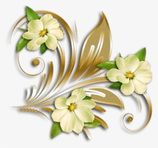 Yellow Flowers Gold Ornament Clipart Decora Es E Efeitos - Gold Flowers Clip Art