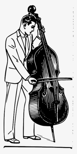 Music, Man, Person, Bass, Playing, Instrument, Musician - Double Bass Clipart Black And White