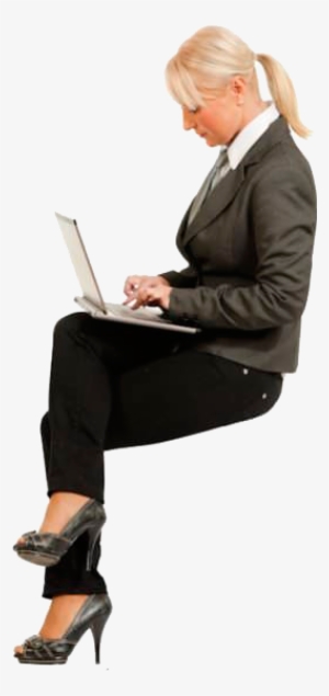 Cutout Woman Sitting Laptop People Cutout, People Png, - Business Person Sitting Png