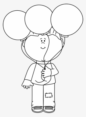 Balloon Clip Art - Boy With Balloons Black And White
