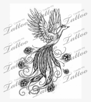 Vector Royalty Free Phoenix With Flowers Tattoo Design - Phoenix Tattoos With Flowers