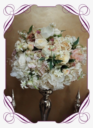 Silk Flower Wedding Vine Pastel Flower Dome Table Centerpiece - Silver
