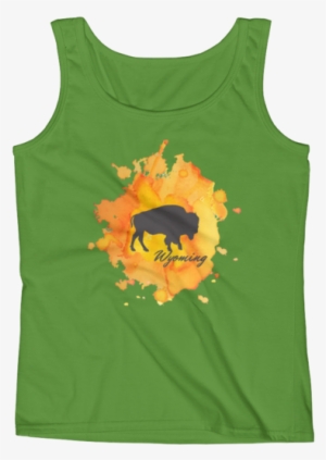 Wyoming Watercolor Burst Bison - Beach Volleyball Shirt Mock Up