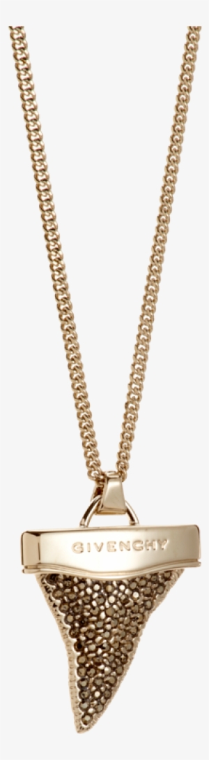 Givenchy Gold Strass Mini Shark Tooth Pendant Necklace - Necklace