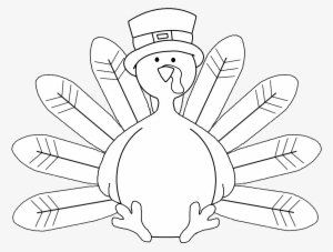Turkey Clipart Black And White No Feathers - Turkey With Feathers Coloring Page