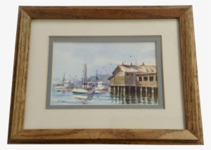 Betsy Jones, Restaurant Down At The Marina Watercolor - Picture Frame