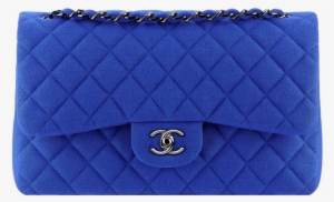 Chanel Medium Blue Jersey Flap Bag - Wallet