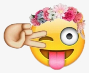 Corona Whatsapp Png - Wink Emoji Flower Crown