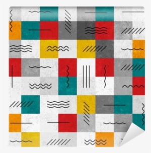 Retro Colors Abstract Seamless Pattern With Geometric - Vinyl Wall Mural