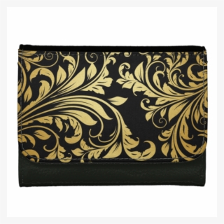 Elegant Black And Gold Floral Damask Wallet For Women - Eşarp Modelleri Siyah Beyaz