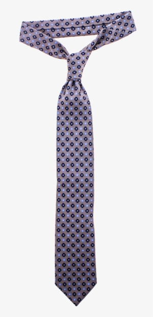 Pale Blue Tie With Navy And Gold Floral Pattern - Necktie