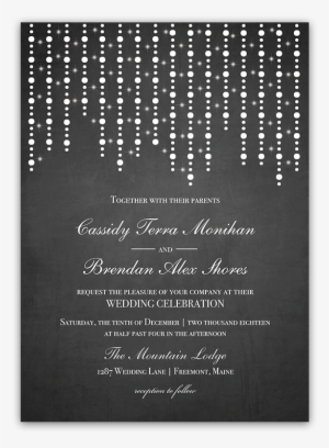 Chalkboard Wedding Invitation Draped String Lights - Wedding Invitation
