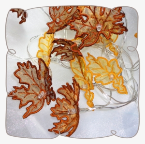 3d Organza Leaves String Lights - Machine Embroidery
