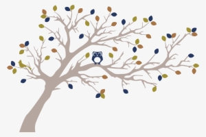 Woodland Tree With Owl - Wall Art Png Transparent