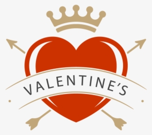 Big Red Heart And Crown With Words Valentine's Symbol - Valentines Crown Png