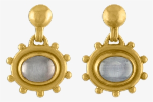 Granulated Gray Star Sapphire Bell Earrings - Earring