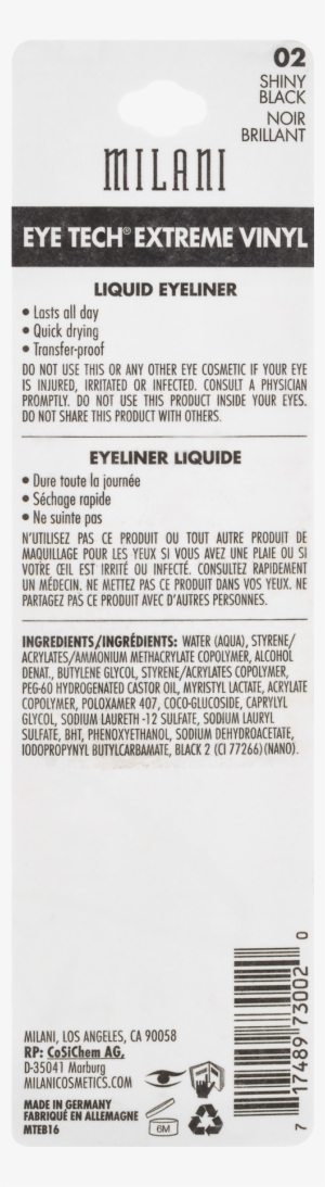 Milani Eye Tech Extreme Liquid Eyeliner Shiny Black, - General Supply